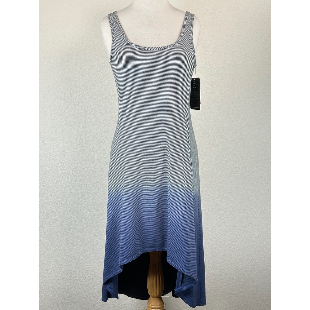 Marc New York Hi Low Tank Dress L Blue Ombre Stripe Sleeveless